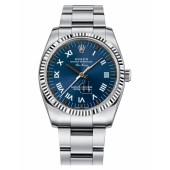 Fake Rolex Air-King White Gold Fluted Bezel Blue dial 114234 BLRO.