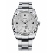 Fake Rolex Air-King White Gold Fluted Bezel Silver dial 114234 SLIO.