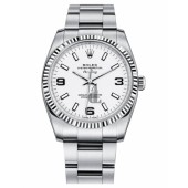 Fake Rolex Air-King White Gold Fluted Bezel White dial 114234 WAO.