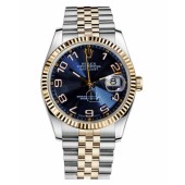 Fake Rolex Datejust 36mm Steel and Yellow Gold Blue Concentric Circle Dial 116233 BLCAJ.