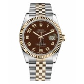 Fake Rolex Datejust 36mm Steel and Yellow Gold Brown Dial 116233 BRAJ.