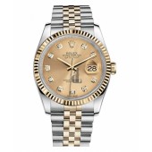 Fake Rolex Datejust 36mm Steel and Yellow Gold Champagne Dial 116233 CHDJ.