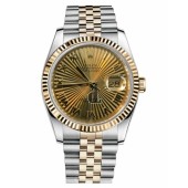 Fake Rolex Datejust 36mm Steel and Yellow Gold Champagne Sunbeam Dial 116233 CHSBRJ.