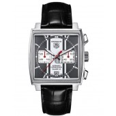 Tag Heuer Monaco Automatic Chronograph Black Dial Black Leather Men's Watch CAW211N.FC6177 fake.