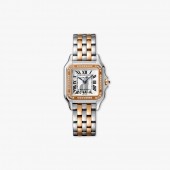 Replica Cartier Panthere Steel 18K Rose Gold Quartz Diamond Bezel Medium Watch W3PN0007
