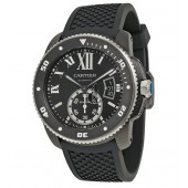 AAA quality Calibre de Cartier Diver Automatic Black Dial Black Rubber Divers Men's Watch wsa0006 replica.