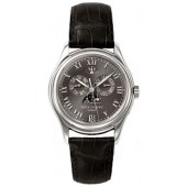 Fake Patek Philippe Annual Calender Moonphase Black Dial Black Leather Automatic Men's Watch 5056P