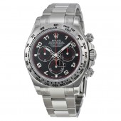imitation Rolex Daytona RLX116509BKAO Black Arabic Dial Oyster Bracelet 18k White Gold Watch