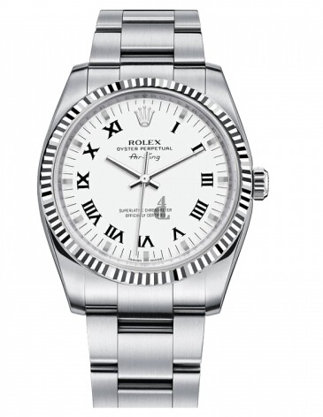 Fake Rolex Air-King White Gold Fluted Bezel White dial 114234 WRO.