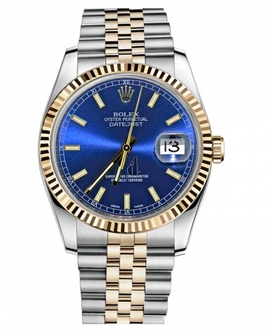Fake Rolex Datejust 36mm Steel and Yellow Gold Blue Dial 116233 BLSJ.