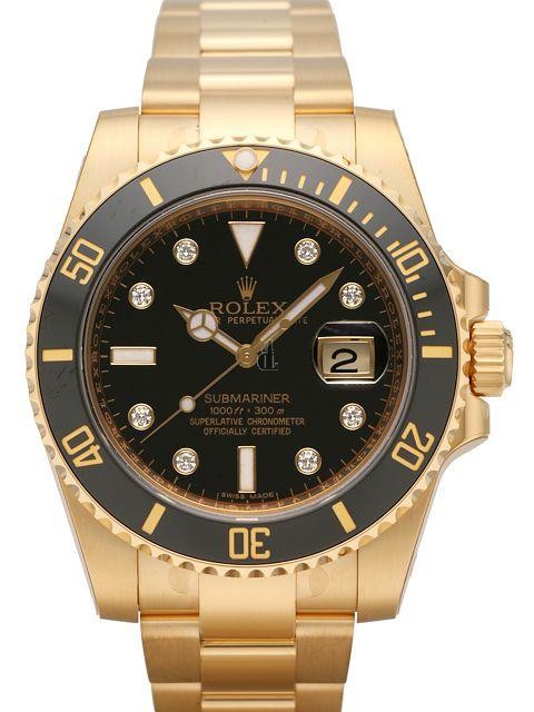 Fake Rolex Submariner Date Yellow Gold Black Dial 116618LN.