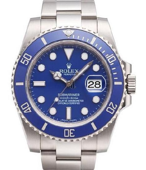 Fake Rolex Submariner Date Blue Bezel and Dial 116619LB.