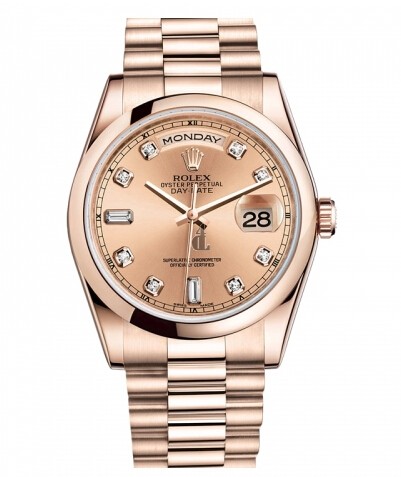 Fake Rolex Day Date Pink Gold Champagne Dial 118205 CHDP.