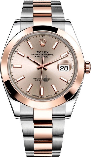 imitation Rolex Datejust 41 126301SNSO Sundust Dial Steel and 18K Rose Gold Watch