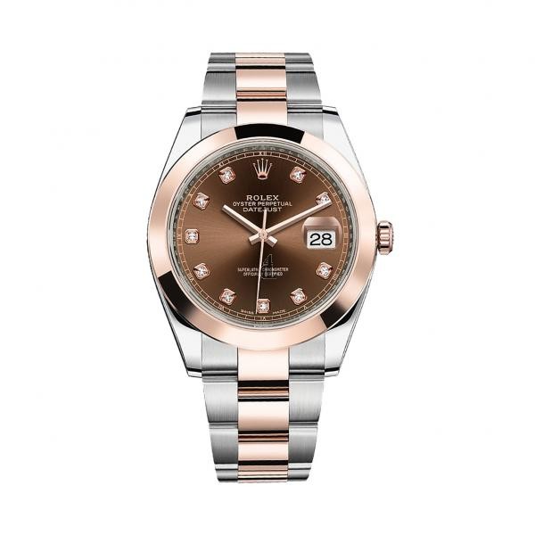 imitation Rolex Datejust 41 126301CHDO Chocolate Diamond Dial Steel and 18K Rose Gold Watch
