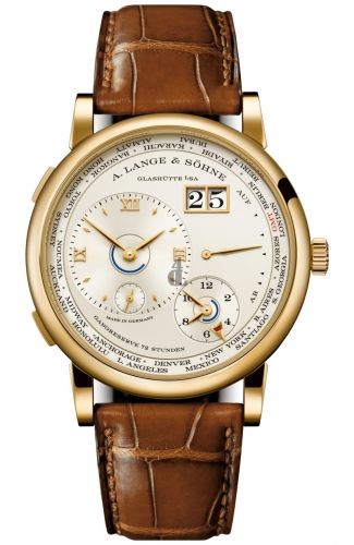 fake A. Lange & Sohne Lange 1 Time Zone Yellow gold 136.021 with champagne colour dial