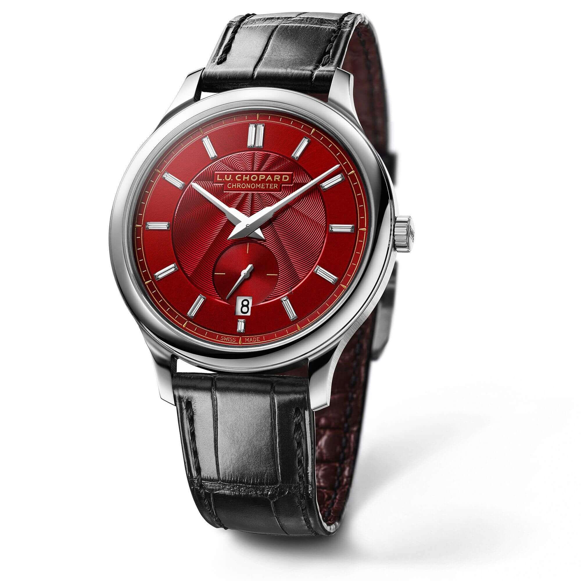 Replica Chopard L.U.C XPS 1860 Red Carpet Edition Red Dial Black Leather Limited Edition Men's Watch