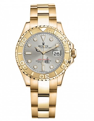Fake Rolex Yacht-Master Yellow Gold Gray dial Ladies Watch 169628 G.