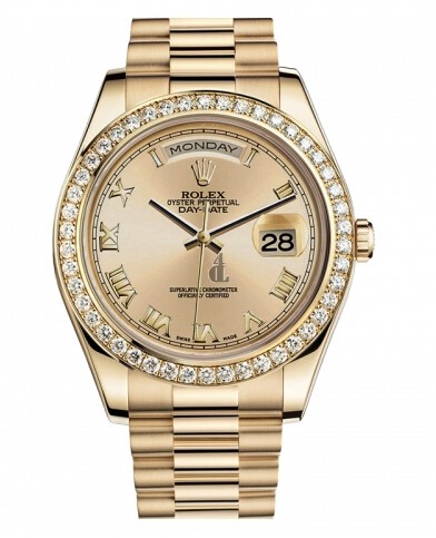 Fake Rolex Day Date II President Yellow Gold Chamapgne dial 218348 CHRP.