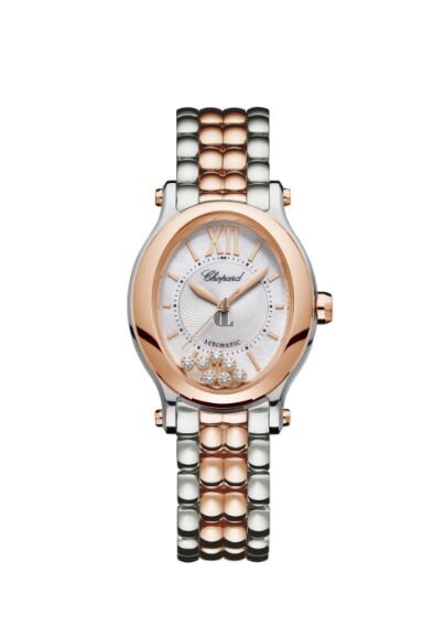 Replica Chopard Happy Sport Oval 18K Rose Gold Stainless Steel And Diamonds Watch