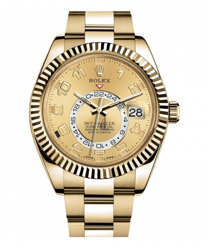 Fake Rolex Sky Dweller Yellow Gold Watch 326938.