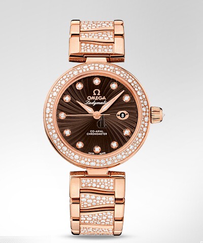 Omega DeVille Ladymatic Brown Dial Rose Gold Diamond  watch replica 425.65.34.20.63.003