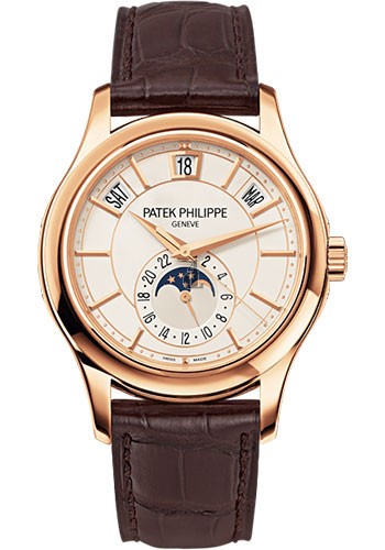 Patek Philippe Annual Calendar Opaline White Dial Brown Leather 5205R-001