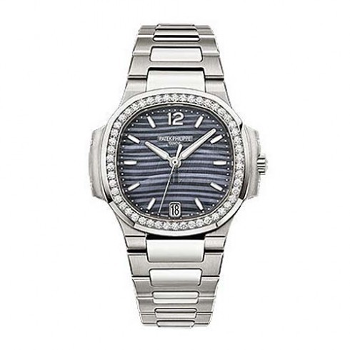 Patek Philippe Nautilus Blue Tinted Mother Of Pearl Dial Automatic Ladies Diamond 7018/1A-010