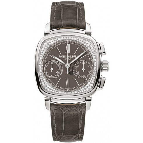 Patek Philippe Complications Pale Grey Dial Pale Grey Leather Ladies 7071G-010