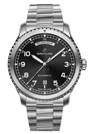 Breitling Navitimer 8 Day & Date Black Dial Bracelet A45330101B1A1