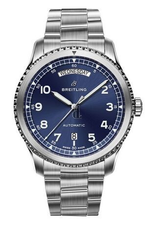 Breitling Navitimer 8 Day & Date Blue Dial Bracelet A45330101C1A1