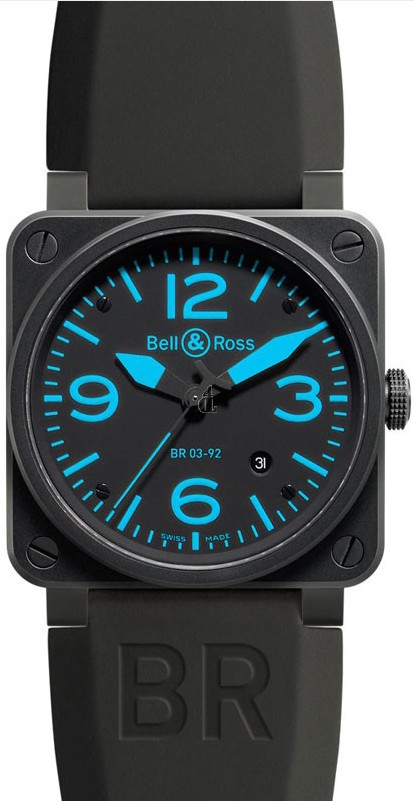 Bell & Ross Aviation Carbon Blue Mens Limited Edition Watch BR 03-92 CARBON Blue fake