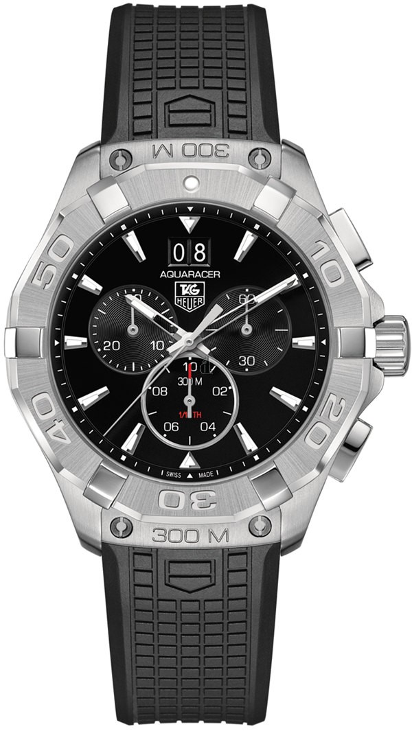 Tag Heuer Aquaracer Black Dial Chronograph Rubber Strap Men's Watch CAY1110.FT6041 fake.