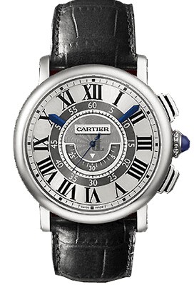 AAA quality Rotonde de Cartier Central Chronograph 18kt White Gold Case Unisex Watch W1556051 replica.