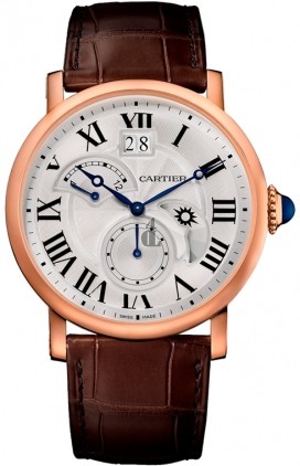 AAA quality Rotonde de Cartier Silver Dial GMT 18kt Pink Gold Mens Watch W1556240 replica.