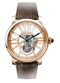 AAA quality Rotonde de Cartier Flying Tourbillon Skeleton Dial Men's Watch W1580046 replica.