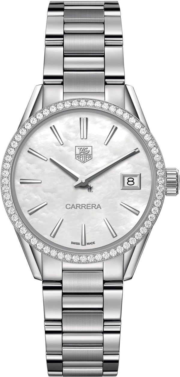 Tag Heuer Carrera Mother of Pearl Dial Diamond Stainless Steel Ladies Watch WAR1315.BA0778 fake.