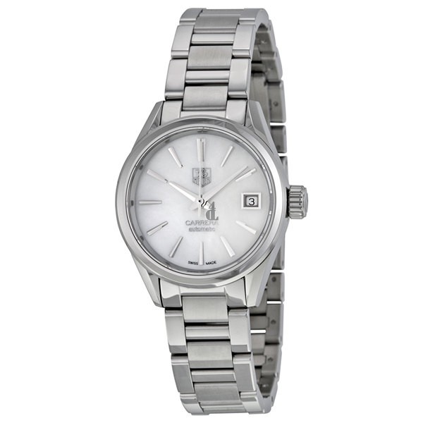 Tag Heuer Carrera Automatic White Mother of Pearl Dial Stainless Steel Ladies Watch WAR2411.BA0776 fake.