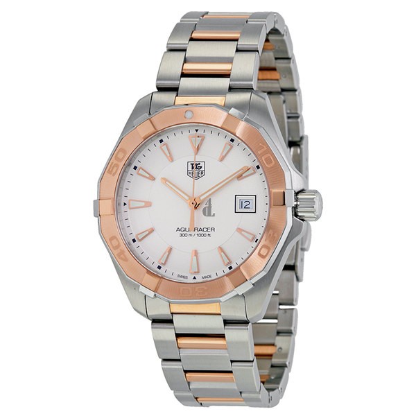 Tag Heuer Aquaracer Silver Dial Steel and 18kt Rose Gold Men's Watch WAY1150.BD0911 fake.