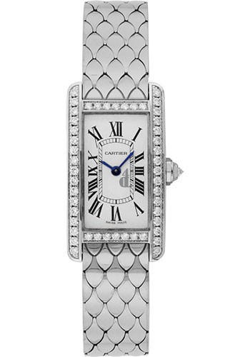 Cartier Tank Americaine Silver Dial White Gold Bracelet Ladies Watch WB710009 imitation