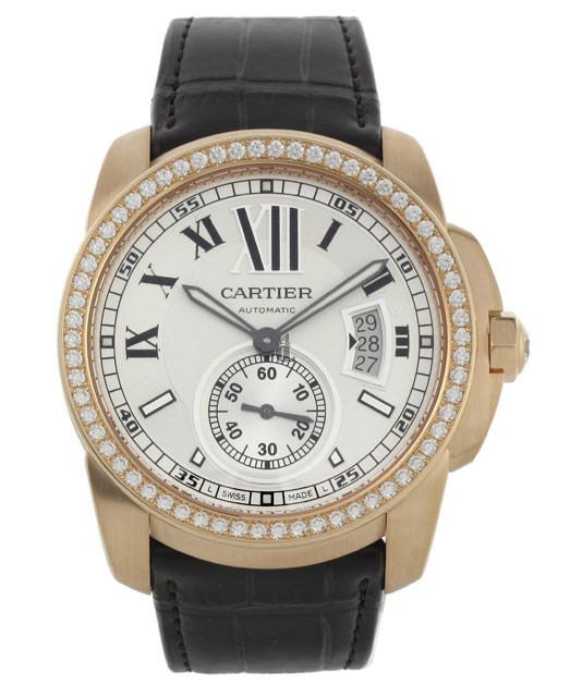 AAA quality Calibre De Cartier Diamond Pink Gold Automatic Mens Watch WF100005 replica.