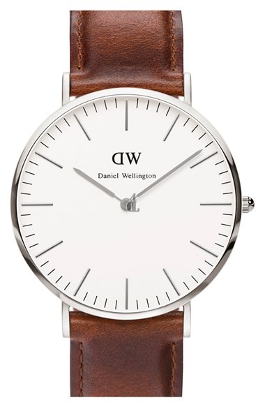 $89:Discounts Daniel Wellington Classic St. Mawes Leather Strap Watch 40mm
