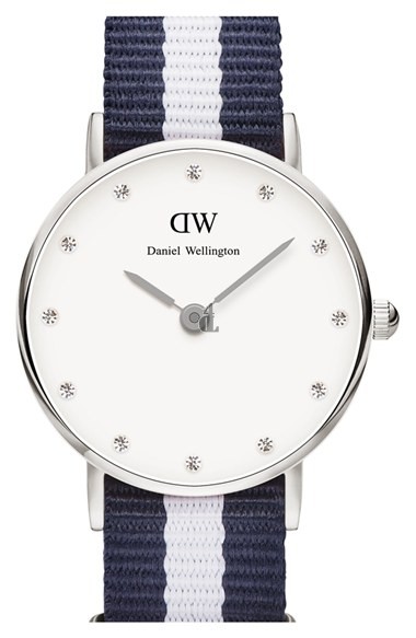 $79:Discounts Daniel Wellington Classy Glasgow Crystal Index NATO Strap Watch 26mm