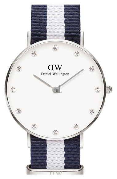 $85:Discounts Daniel Wellington Classy Glasgow Crystal Index NATO Strap Watch 34mm