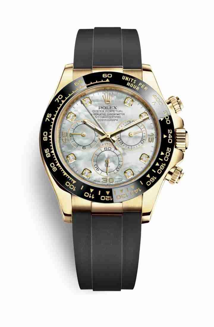 Rolex Cosmograph Daytona yellow gold 116518LN White mother-of-pearl set diamonds Dial