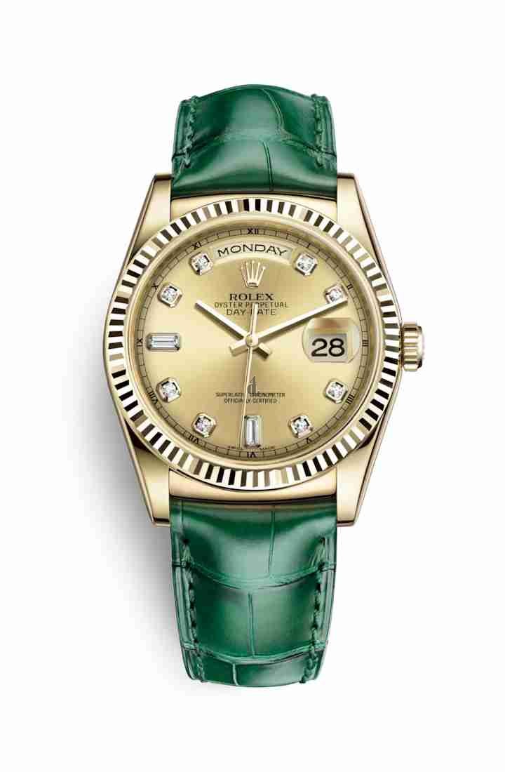Rolex Day-Date 36 yellow gold 118138 Champagne-colour set diamonds Dial