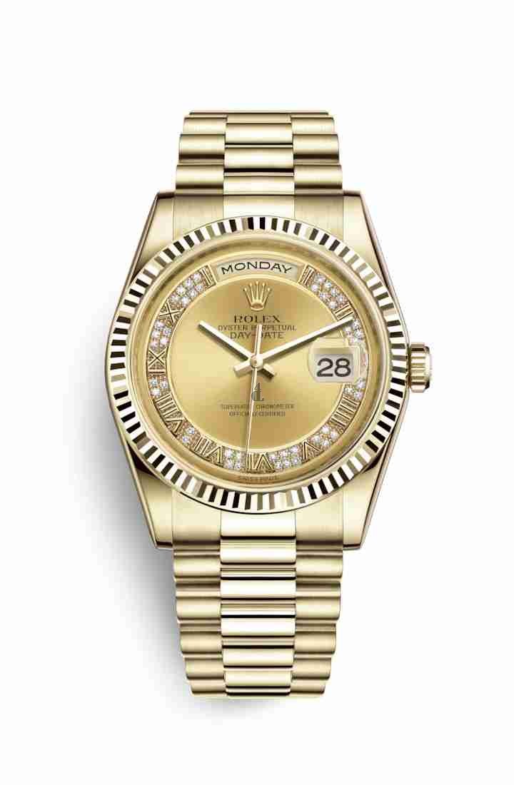 Rolex Day-Date 36 yellow gold 118238 Champagne-colour set diamonds Dial