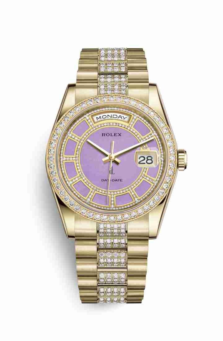 Rolex Day-Date 36 yellow gold 118348 Carousel of lavender jade Dial