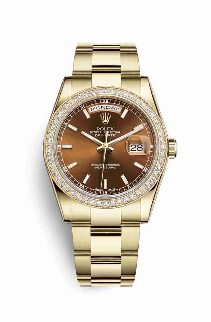 Rolex Day-Date 36 yellow gold 118348 Cognac Dial