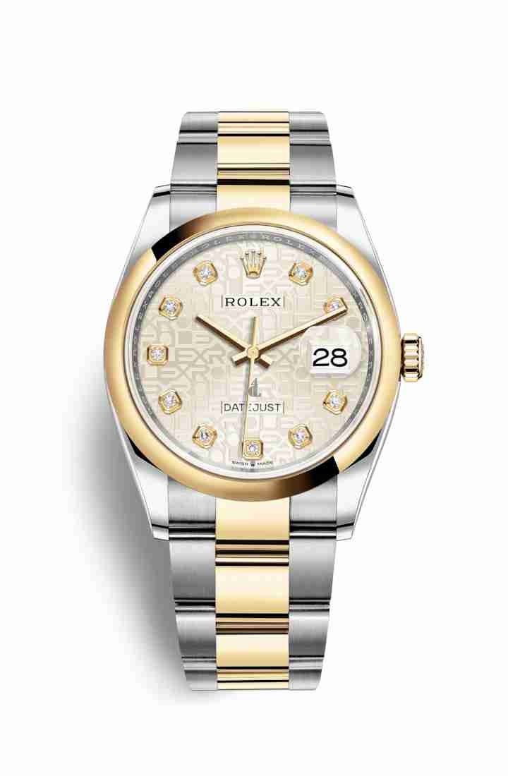 Rolex Datejust 36 Yellow Rolesor Oystersteel yellow gold 126203 Silver Jubilee design set diamonds Dial